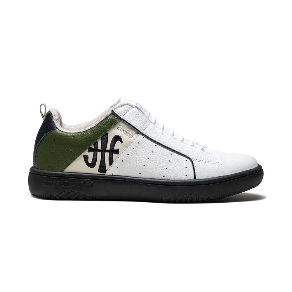 Men's Icon 2.0 White Green Black Logo Leather Sneakers 06541-049