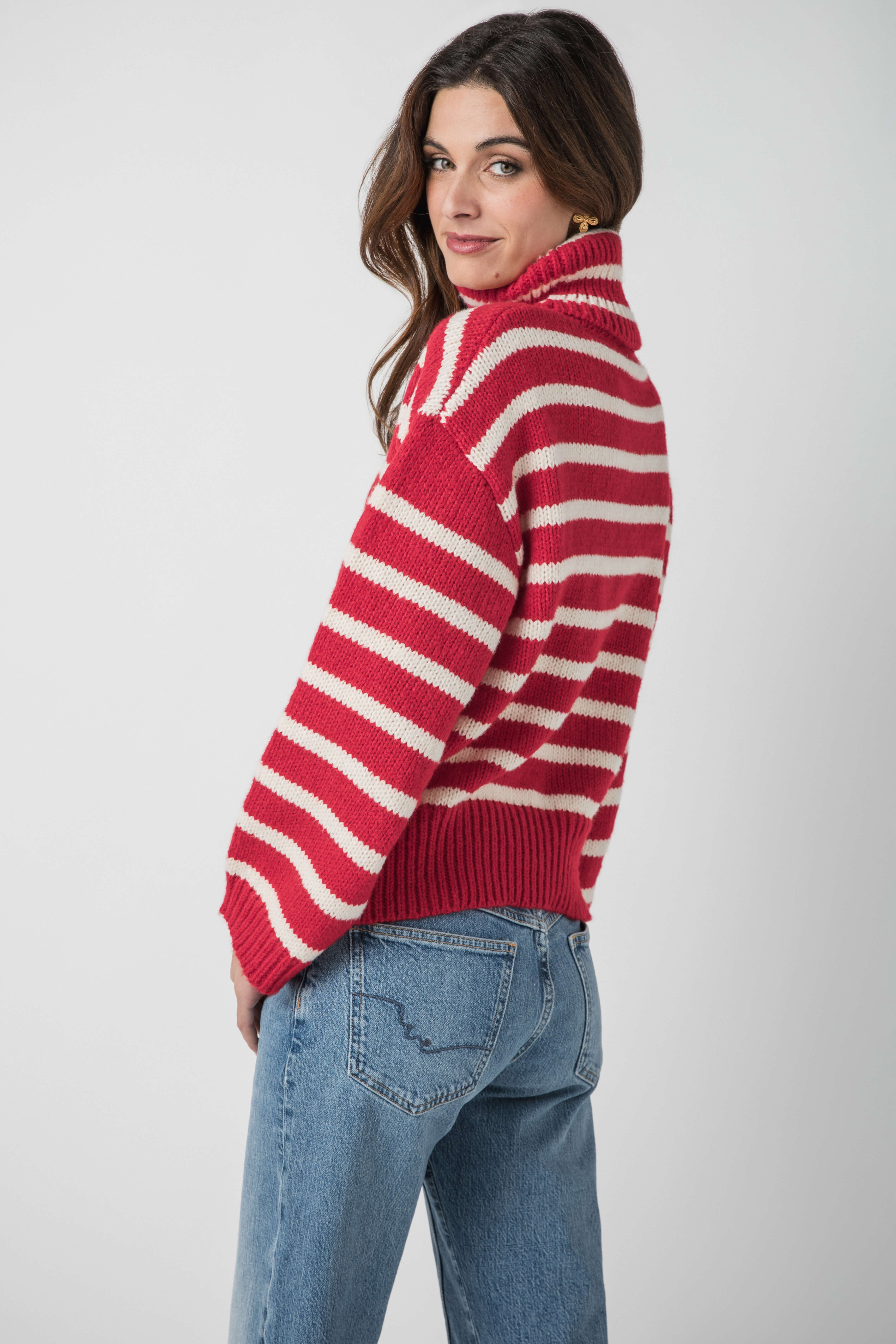 Pinch Striped Turtleneck Sweater