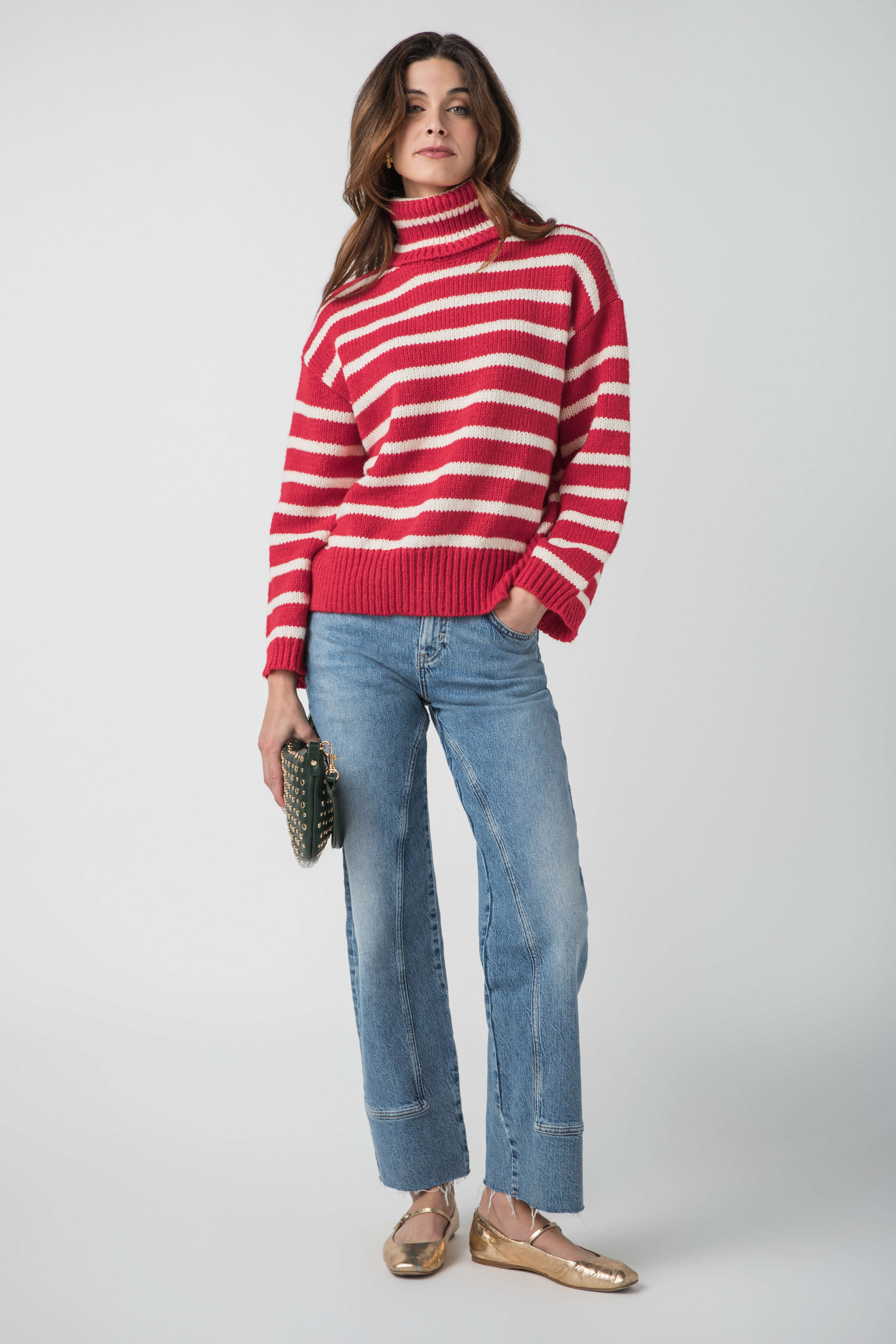 Pinch Striped Turtleneck Sweater