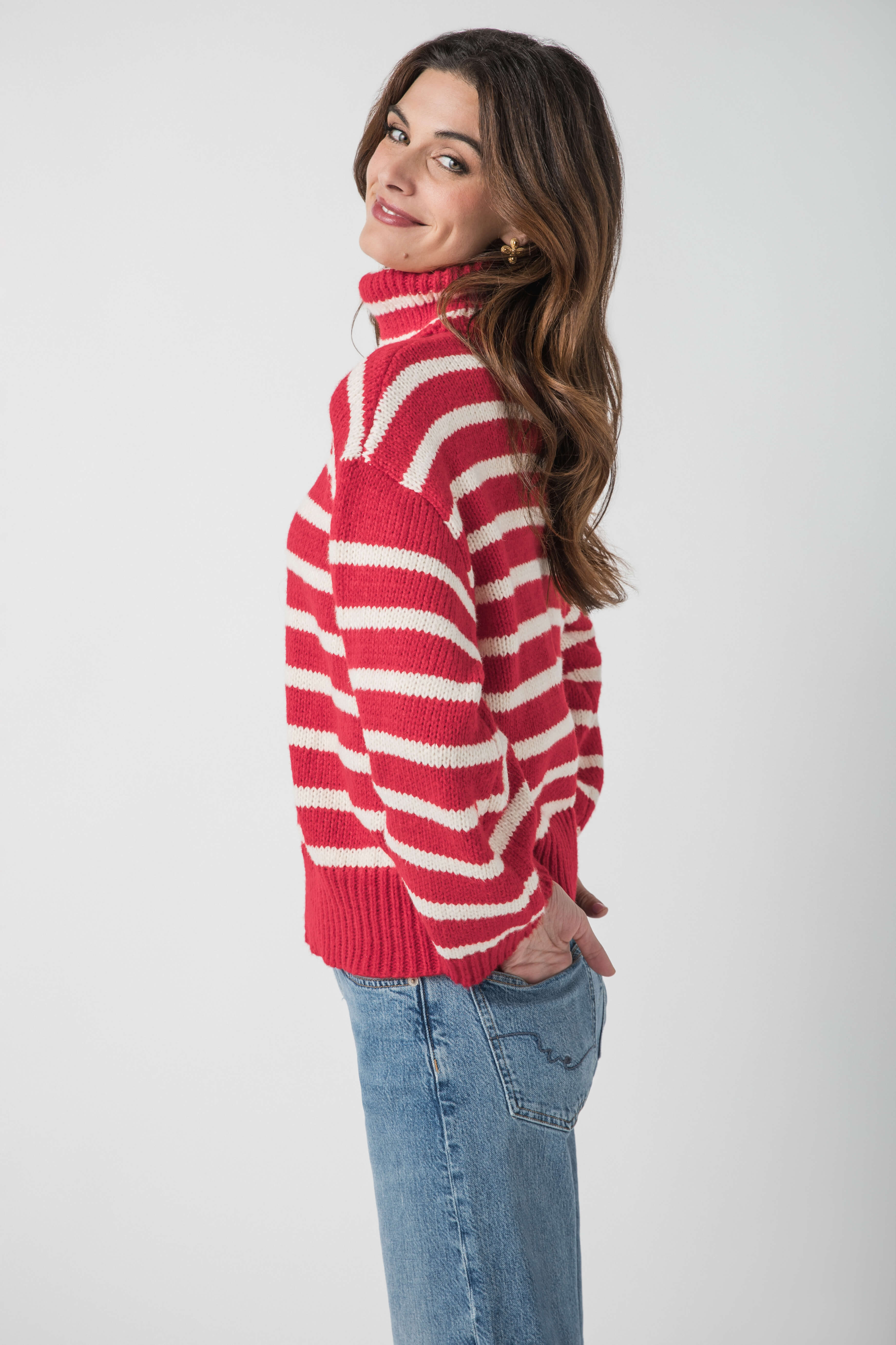 Pinch Striped Turtleneck Sweater