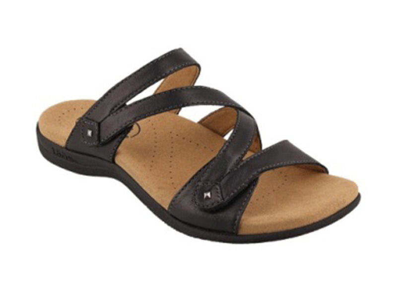 Taos Double U Black Leather Sandal (Women)