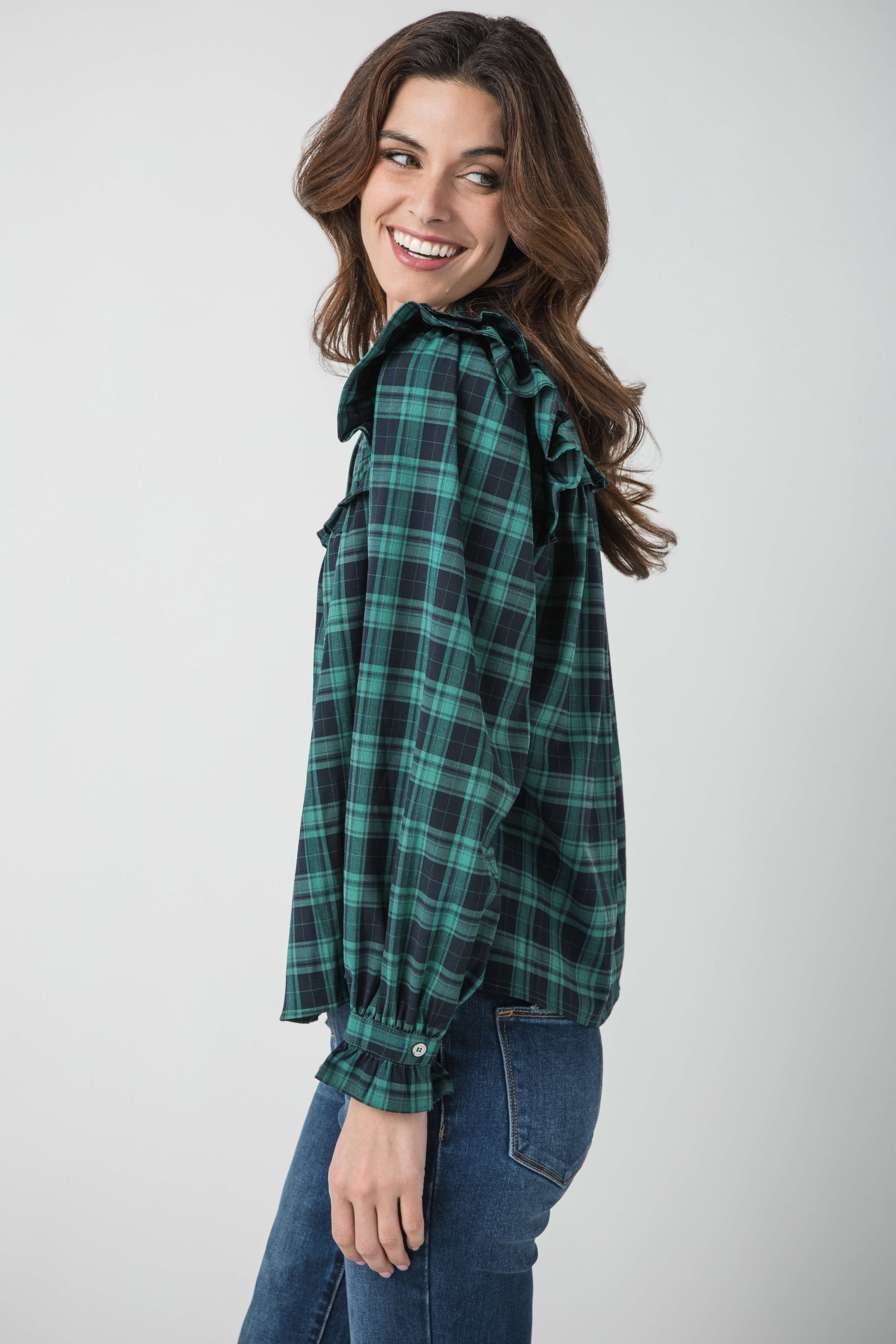 Pinch Plaid Button Up Top