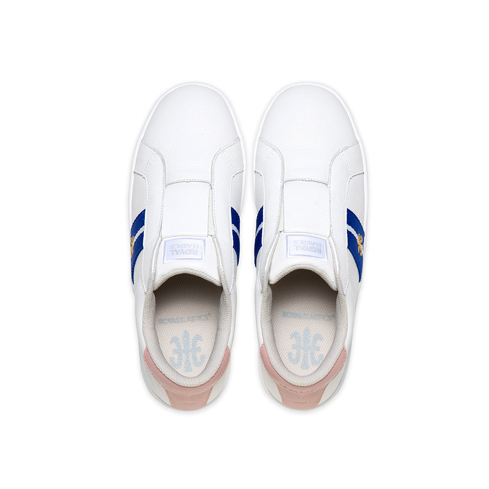 Women's Bishop White Blue Pink Leather Sneakers 91741-015