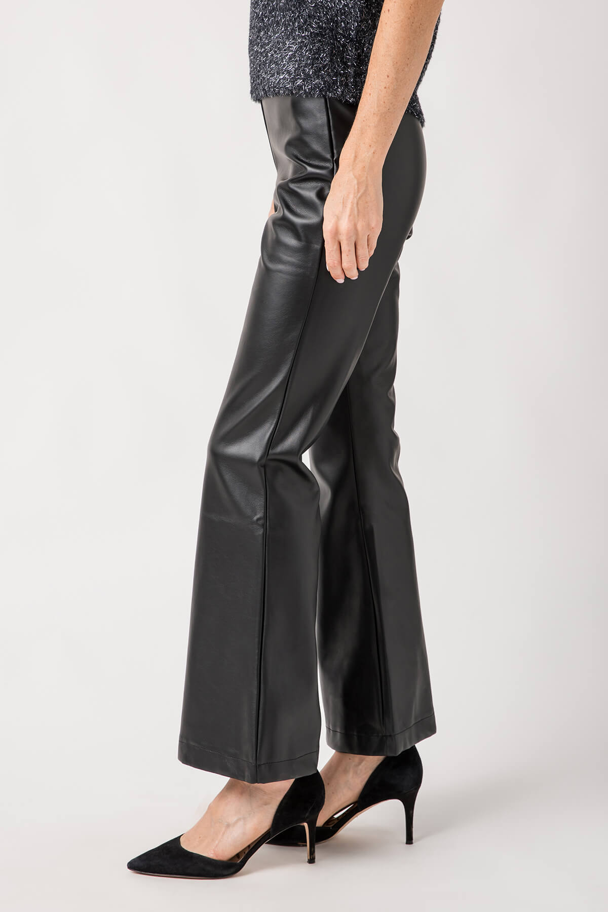 Olivaceous Flare Faux Leather Pants