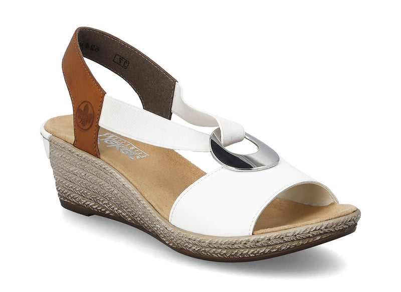 Rieker Fanni H6 White/Sherry Sandal (Women)