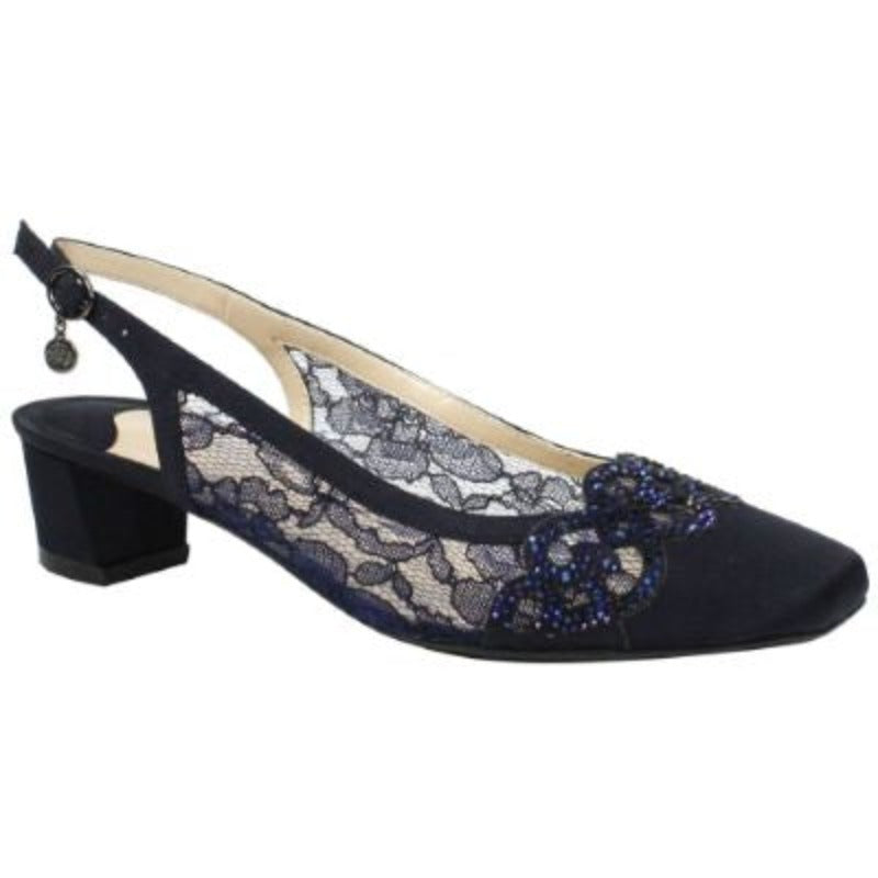 J. Renee` Faleece Navy Satin Slingback (Women)