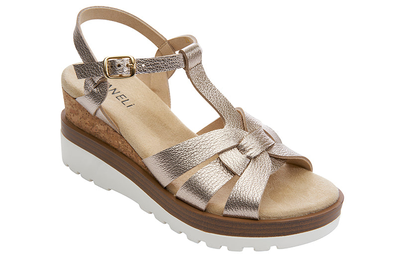 Vaneli Carly Shell Metallic Leather Sandal (Women)