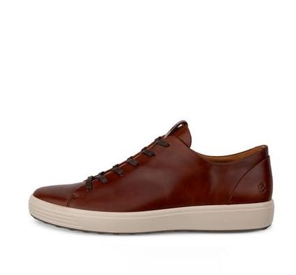 ECCO Men's Soft 7 Plain Lace Sneaker - Cognac