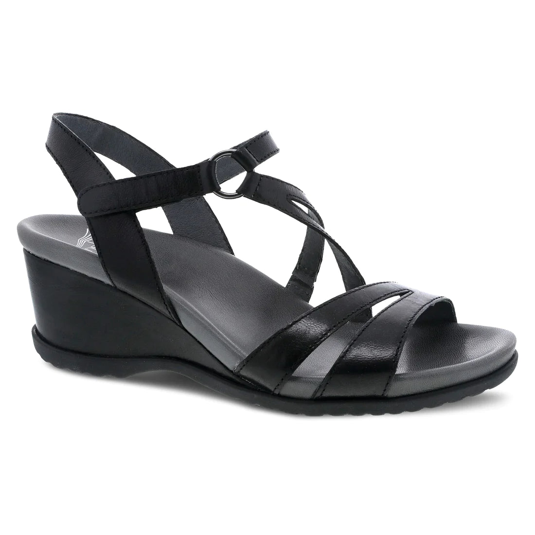 Dansko Women's Addyson Wedge Sandal - Black Glazed