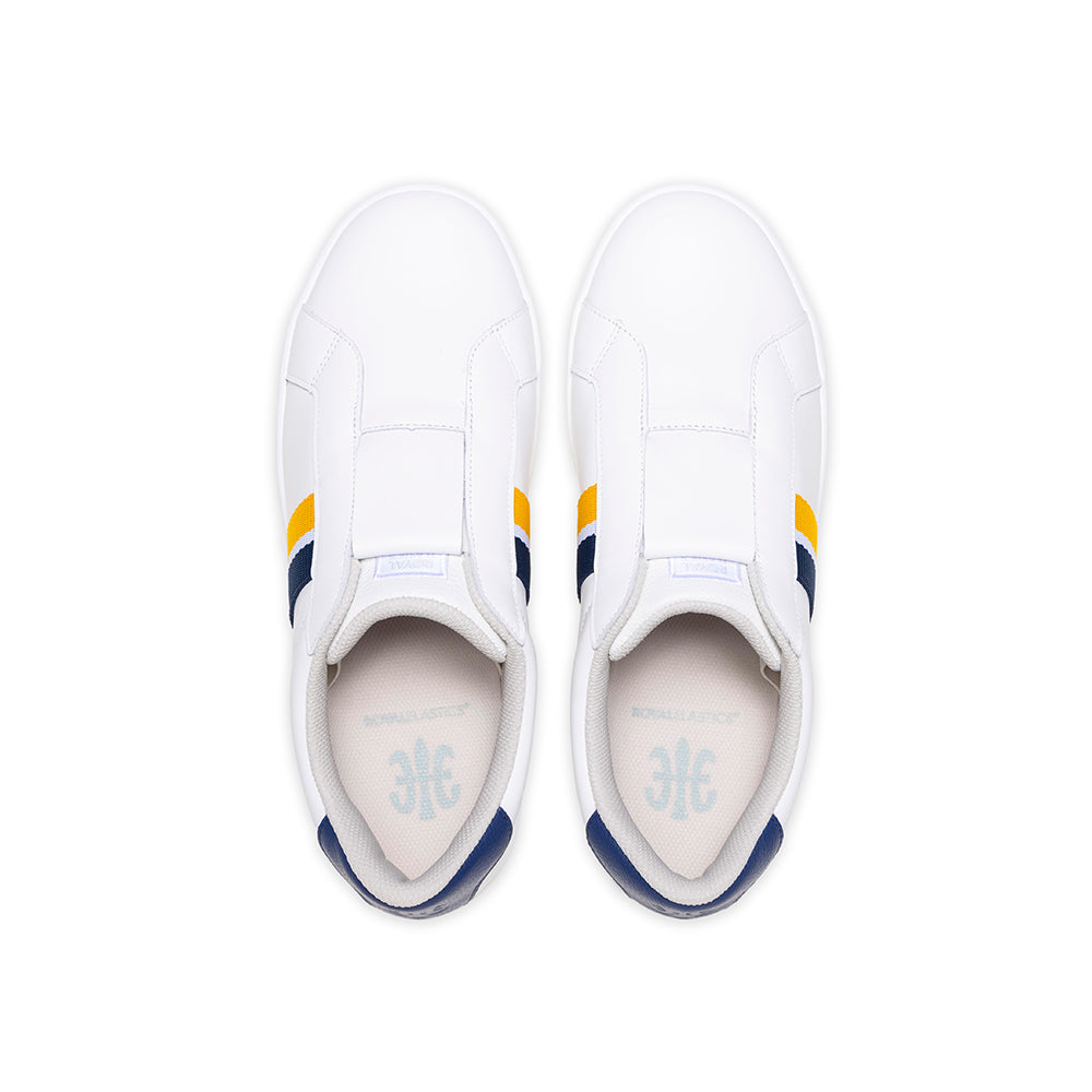 Men's Bishop White Blue Yellow Leather Sneakers 01742-053