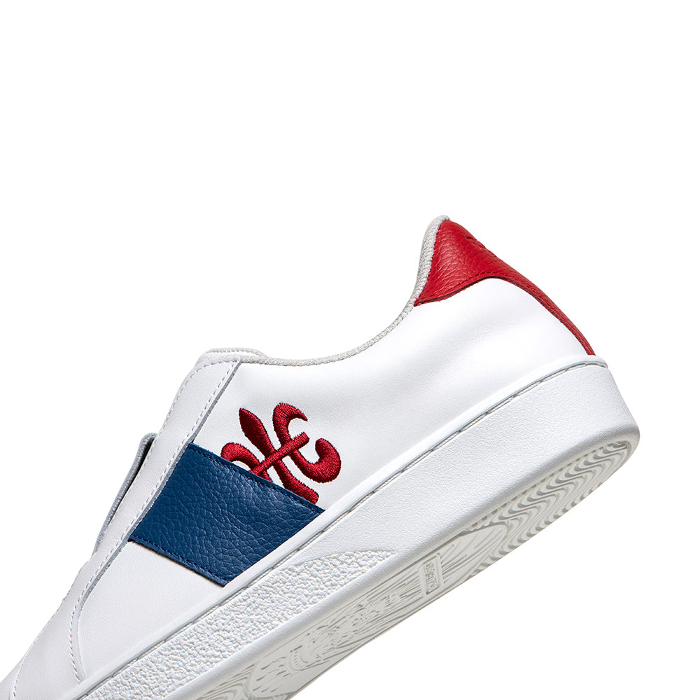 Men's Bishop White Blue Red Leather Sneakers 01741-051