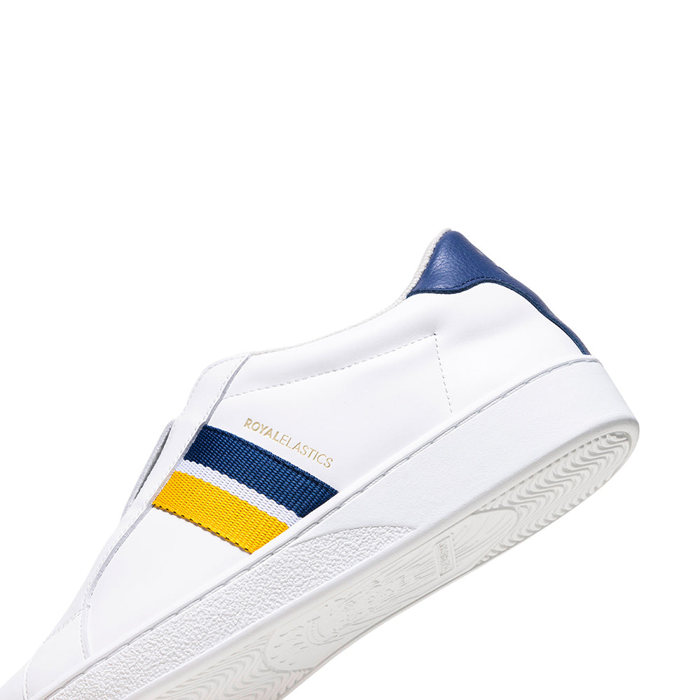 Men's Bishop White Blue Yellow Leather Sneakers 01742-053