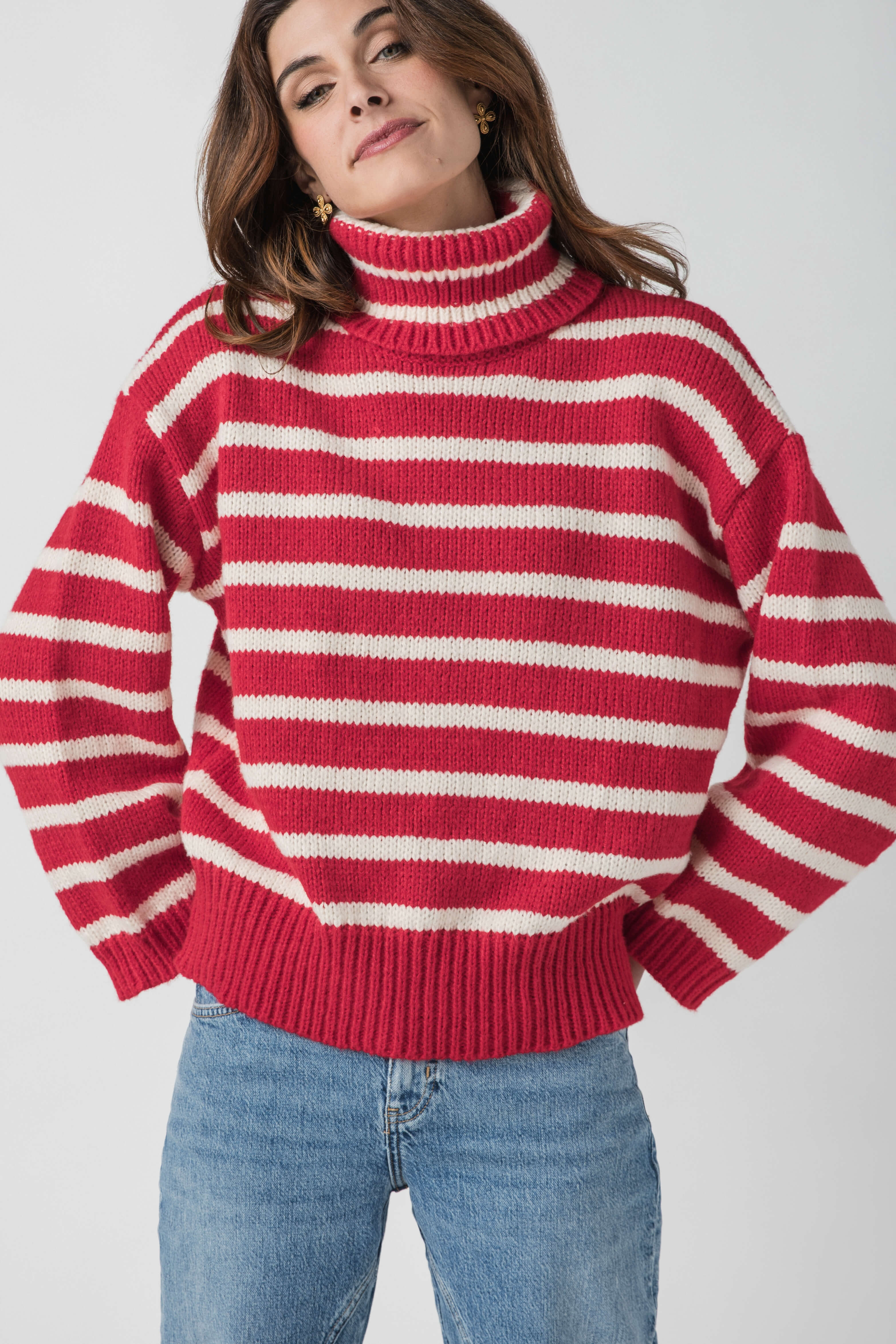 Pinch Striped Turtleneck Sweater