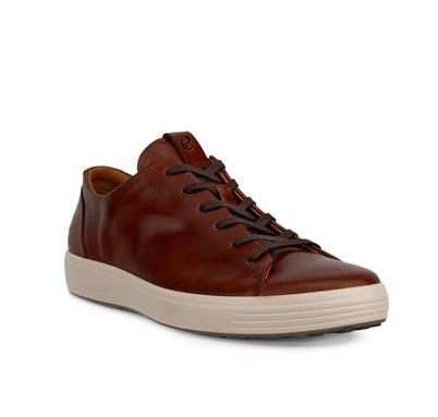 ECCO Men's Soft 7 Plain Lace Sneaker - Cognac