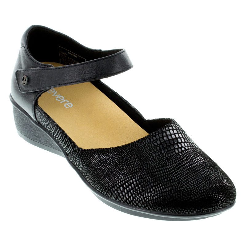 Revere Osaka Black Lizard Print Leather (Women)