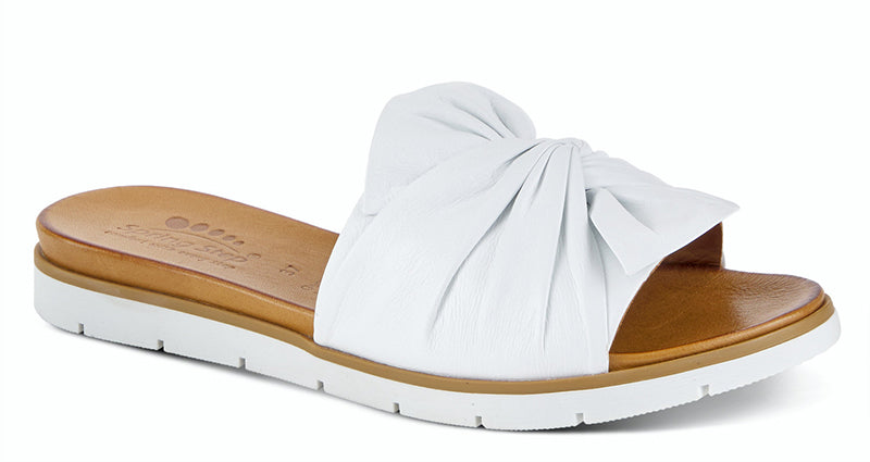 Spring Step Lavona White Leather Slide (Women)