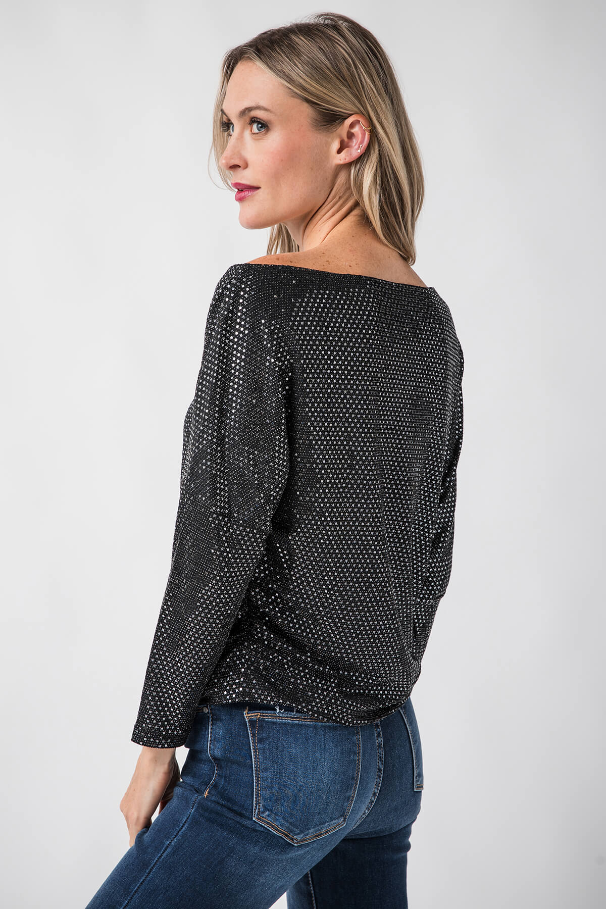 Elan Sequin Off The Shoulder Top