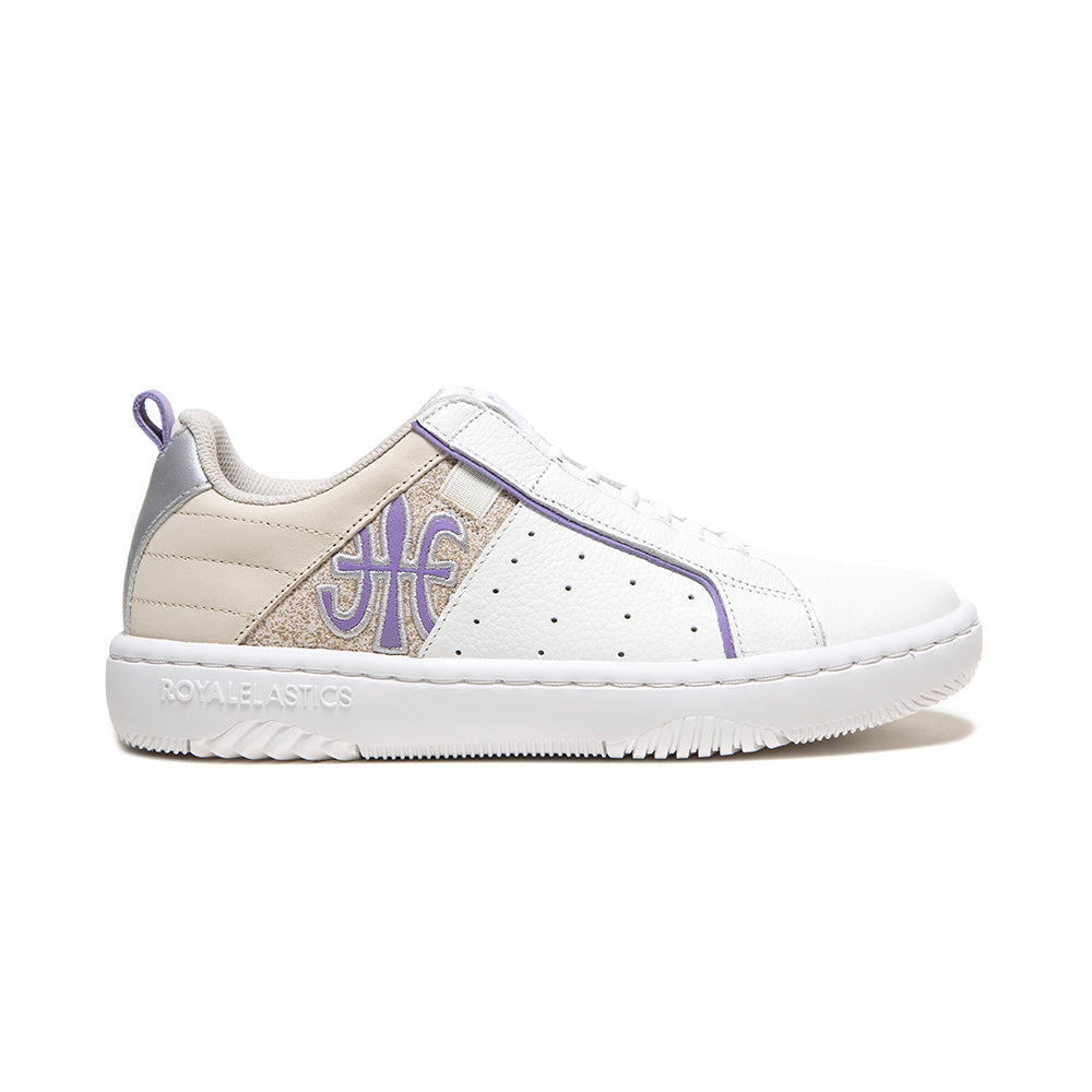 Women's Icon 2.0 White Purple Logo Leather Sneakers 96533-006