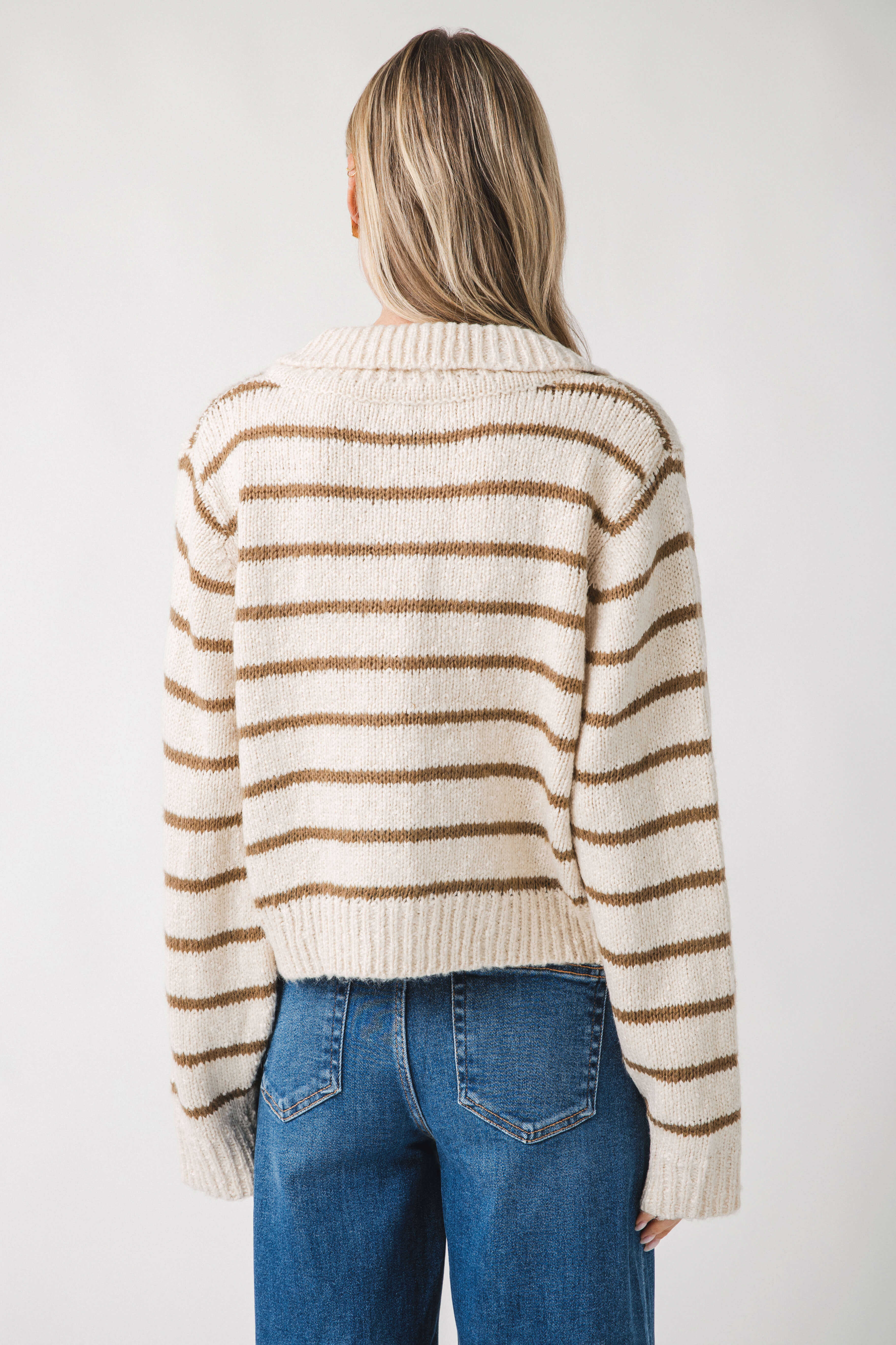 Miou Muse Buttondown Striped Knitted Cardigan