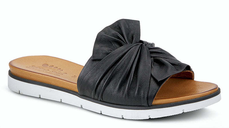 Spring Step Lavona Black Leather Slide (Women)