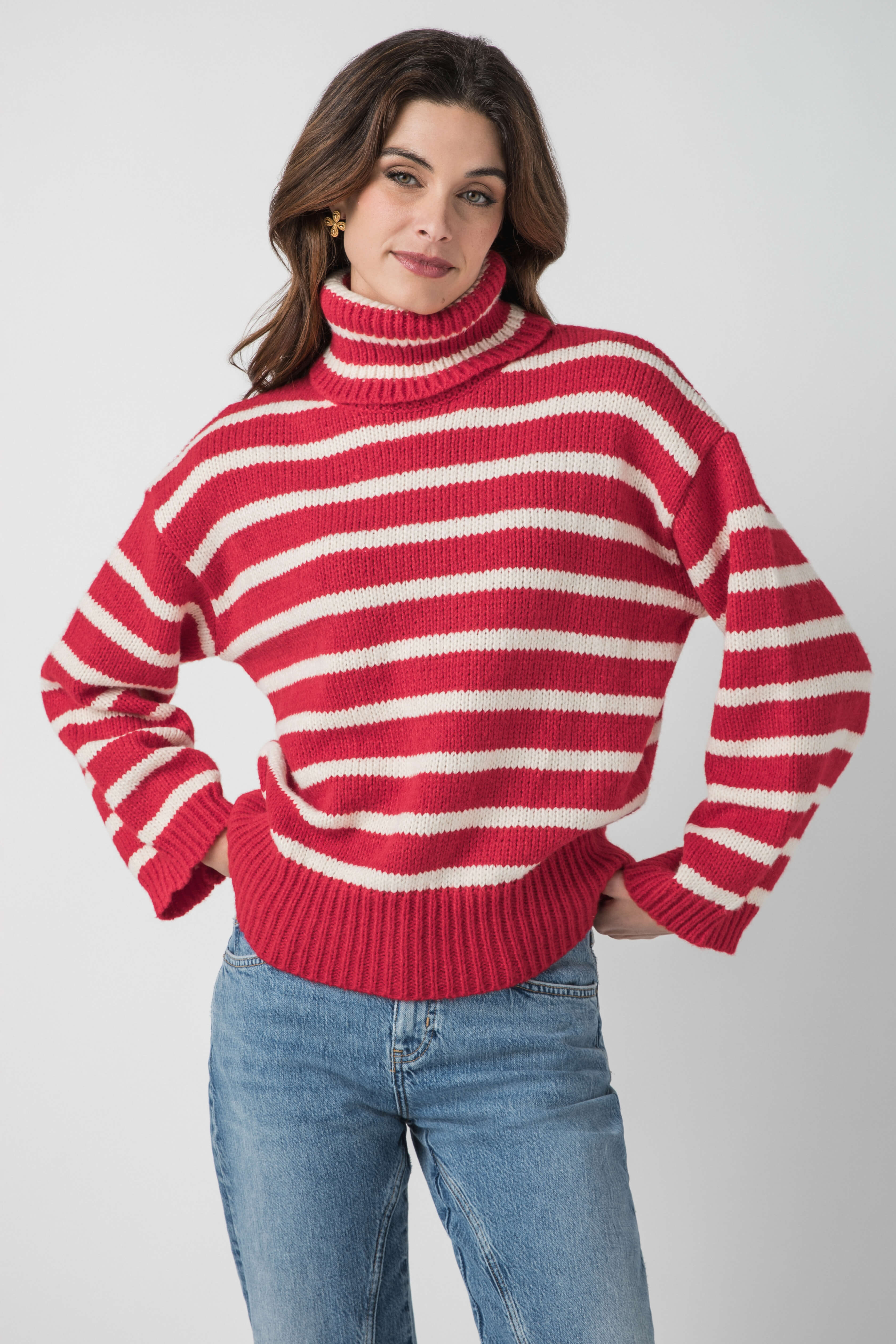 Pinch Striped Turtleneck Sweater