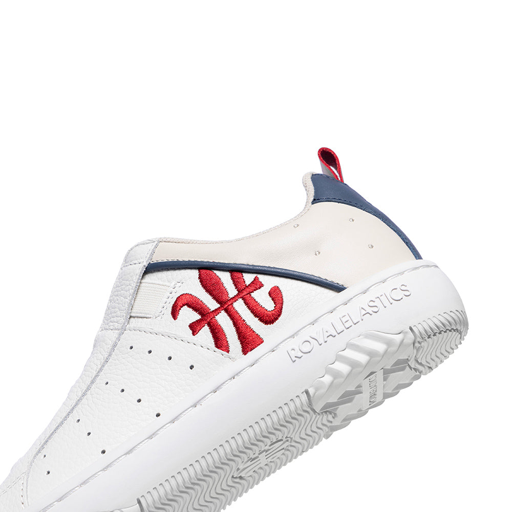 Men's Icon 2.0 White Blue Red Logo Leather Sneakers 06543-015