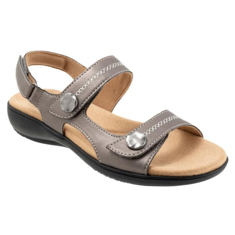 Trotters Romi Stitch Pewter Leather Sandal (Women)