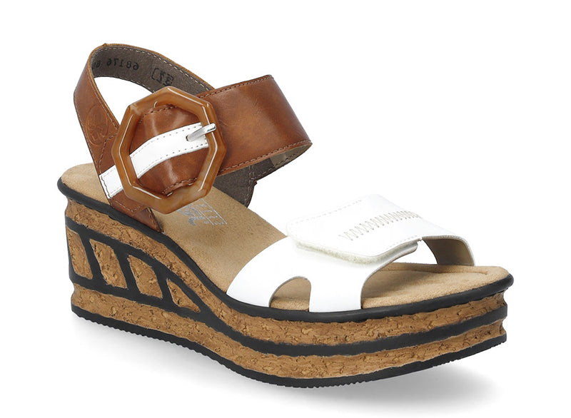 Rieker Rose 76 White/Sherry Sandals (Women)