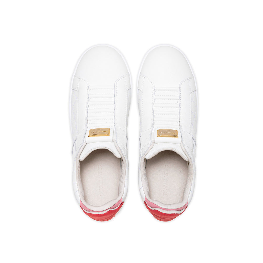 Women's Icon Lux White Red Leather Sneakers 92543-001