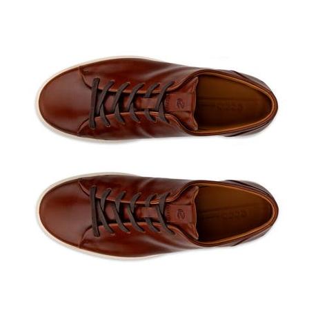 ECCO Men's Soft 7 Plain Lace Sneaker - Cognac