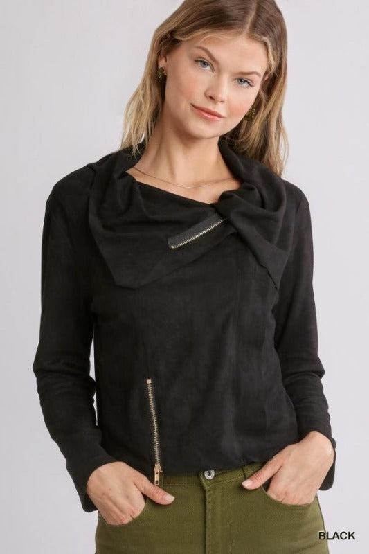 Umgee Moto Jacket Black Suede (Women)