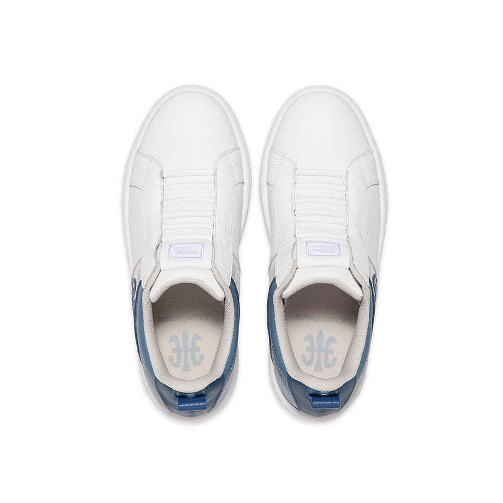 Women's Icon 2.0 White Blue Logo Leather Sneakers 96532-055