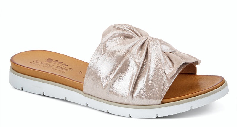 Spring Step Lavona Silver Leather Slide (Women)