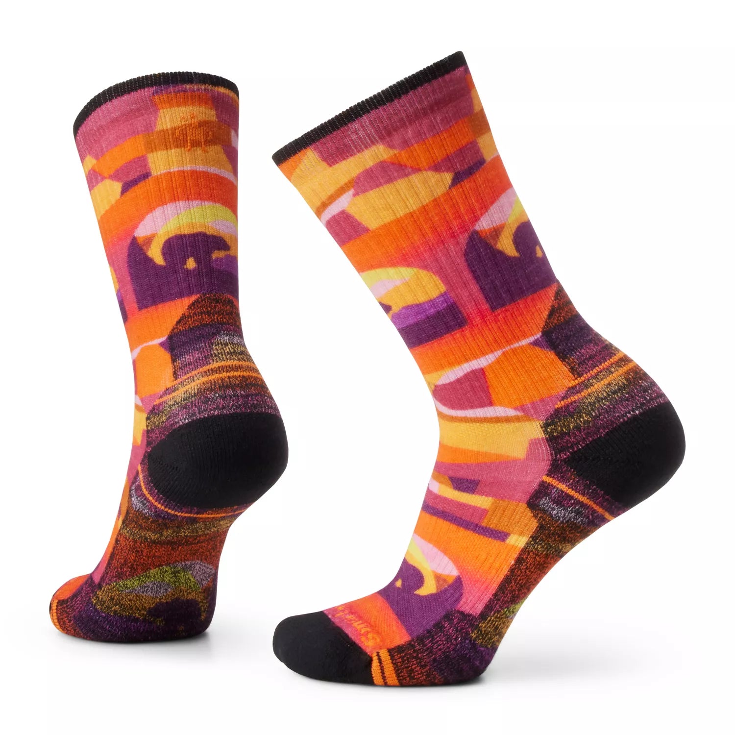 Smartwool Women's Hike Light Cushion Bear Country Print Crew Socks - Orange/Rust