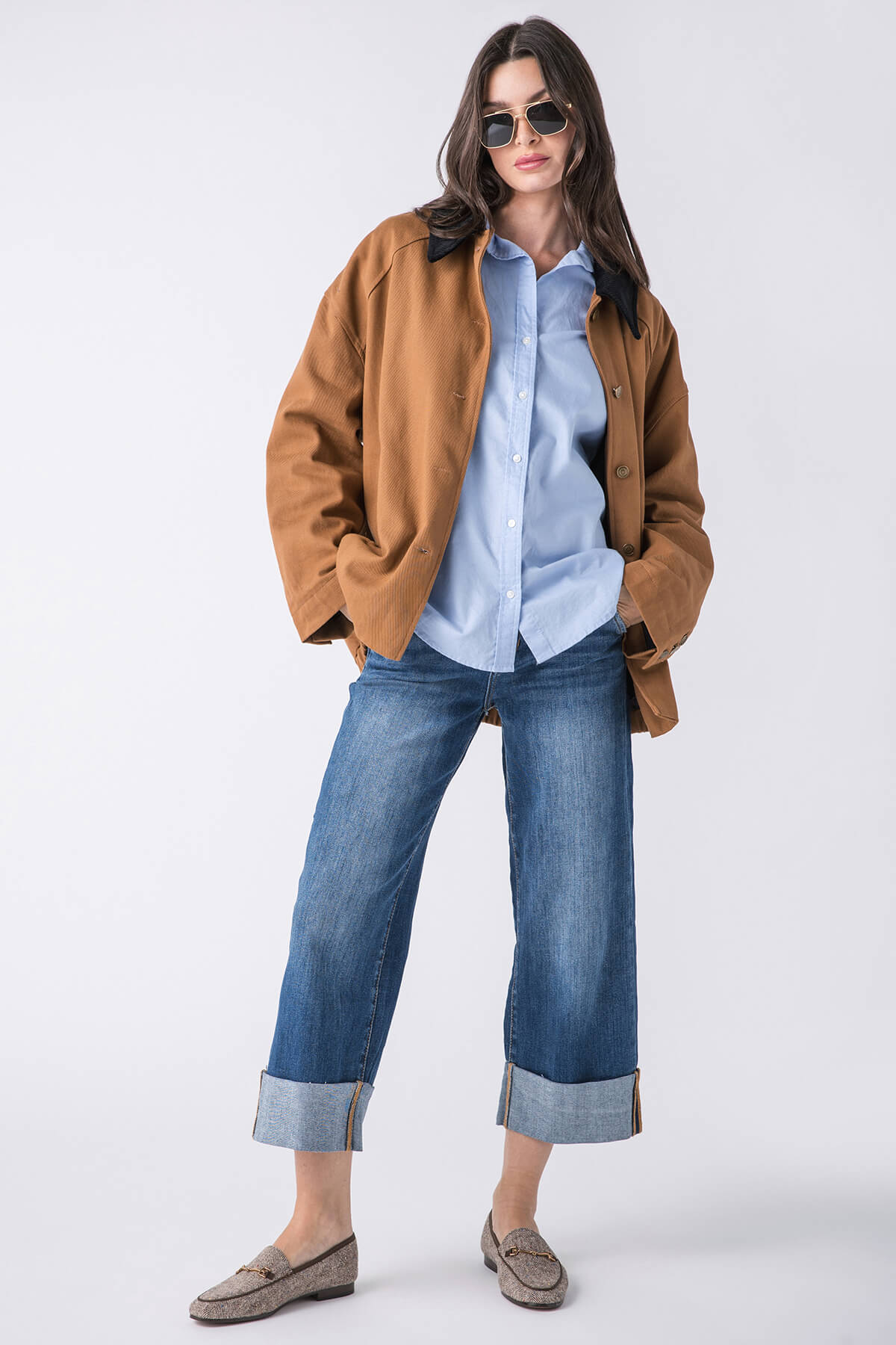 Promesa Corduroy Collar Oversized Twill Utility Jacket