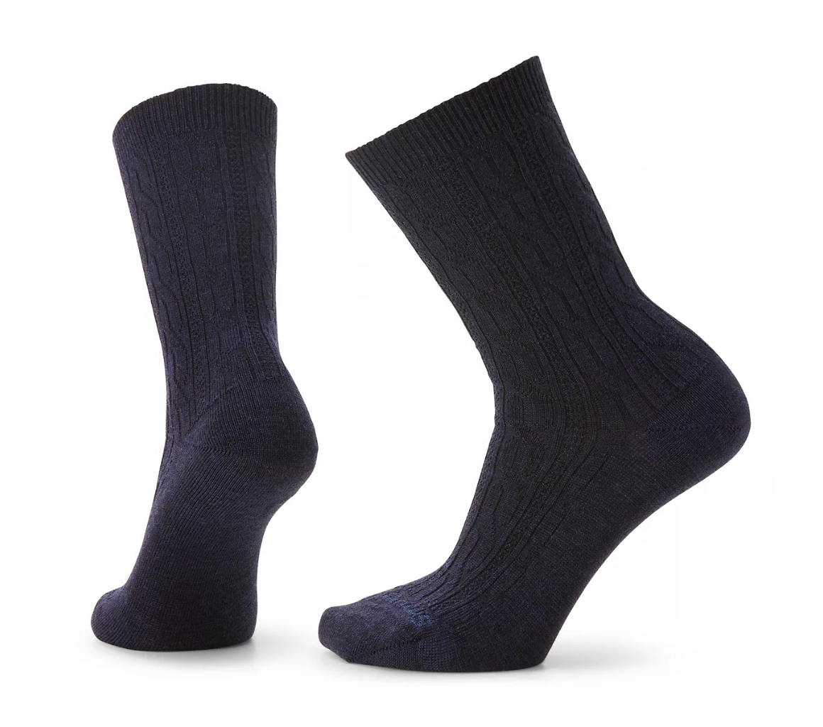 Smartwool Unisex Everyday Cable Zero Cushion Crew Socks 2 Pack - Deep Navy