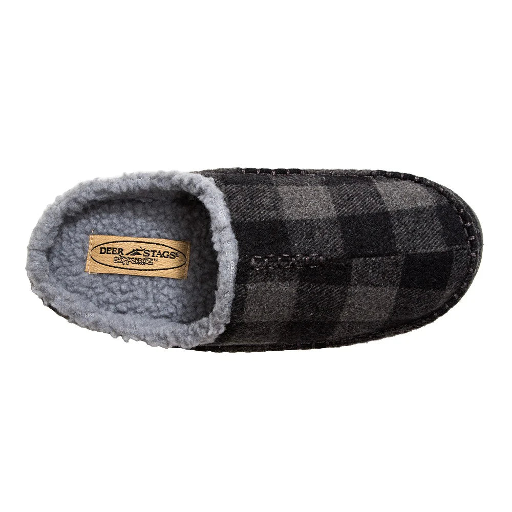 Deer Stags Men's Nordic Plaid Slipper - Grey/Black