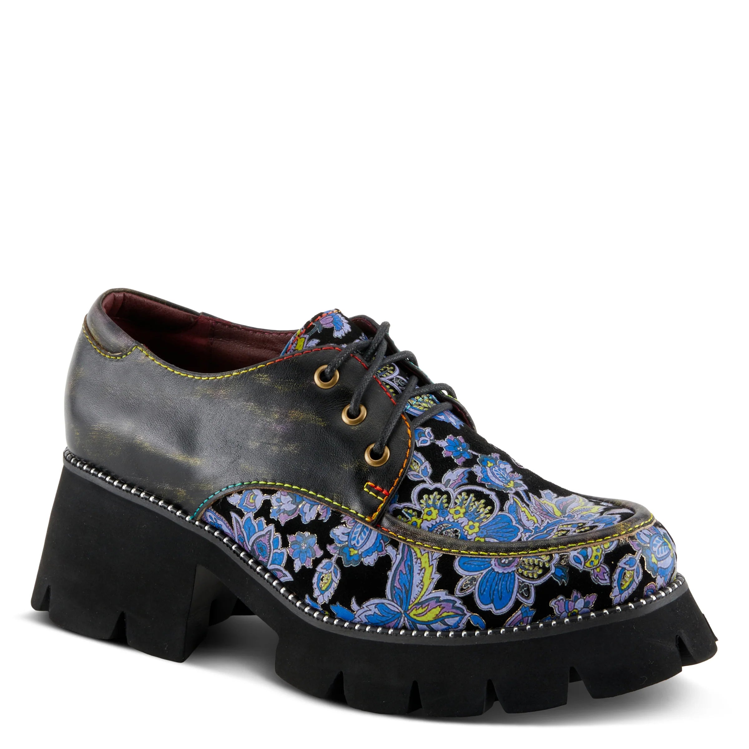 L'Artiste by Spring Step Women's Lugged Heeled Loafer - Blue Multi