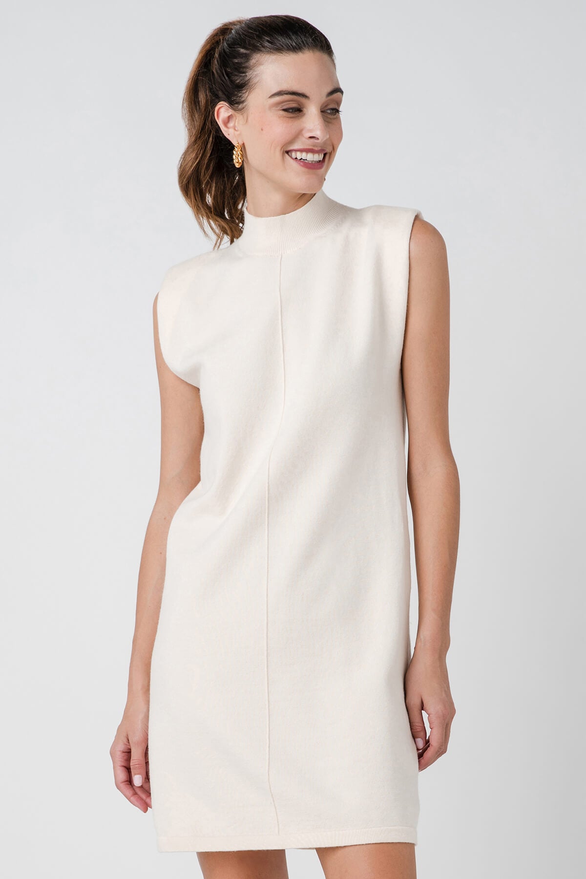 Skies Are Blue Mock Neck Sleeveless Knit Dress