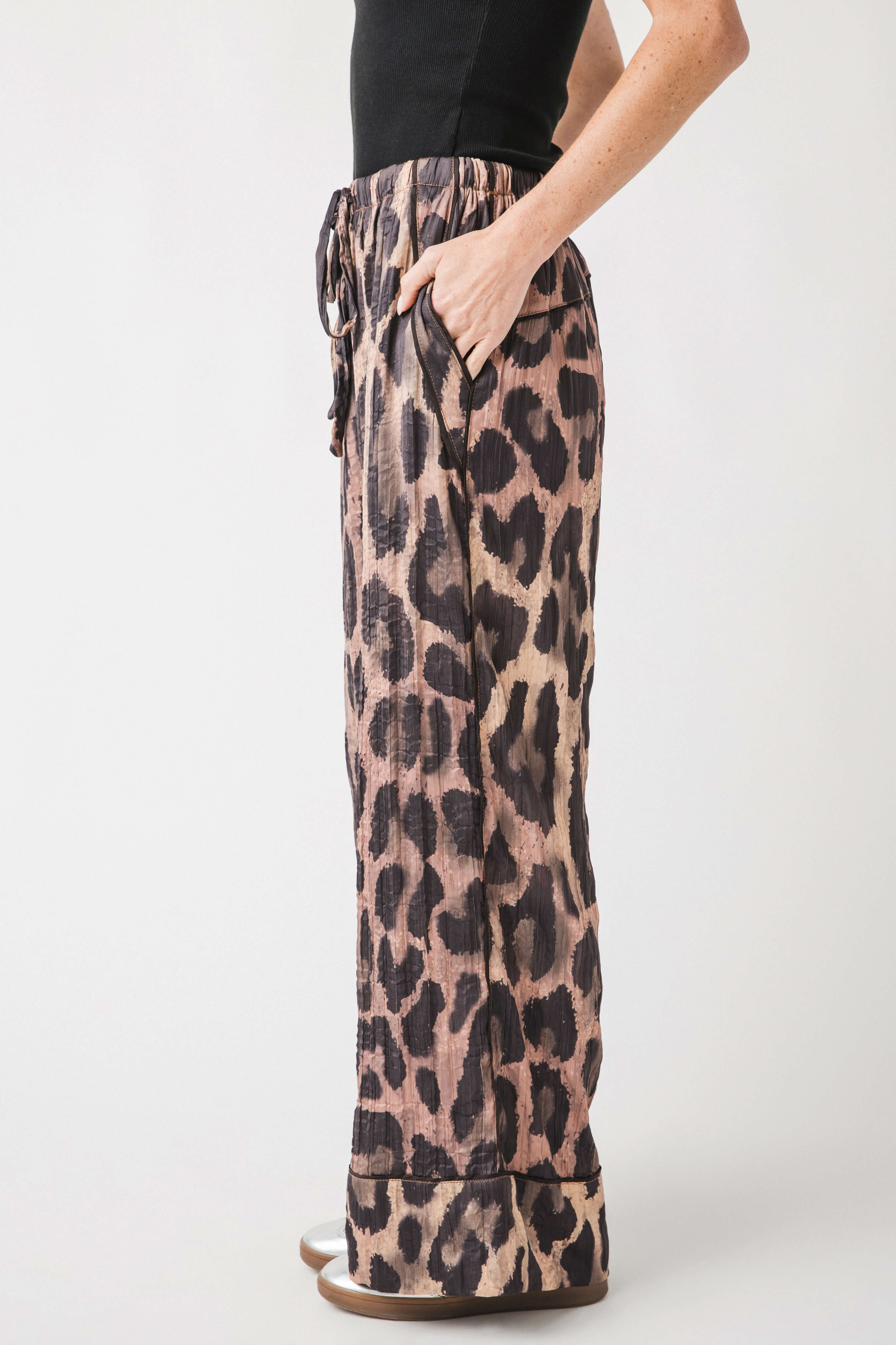 Free People All Out Satin Leopard Pants