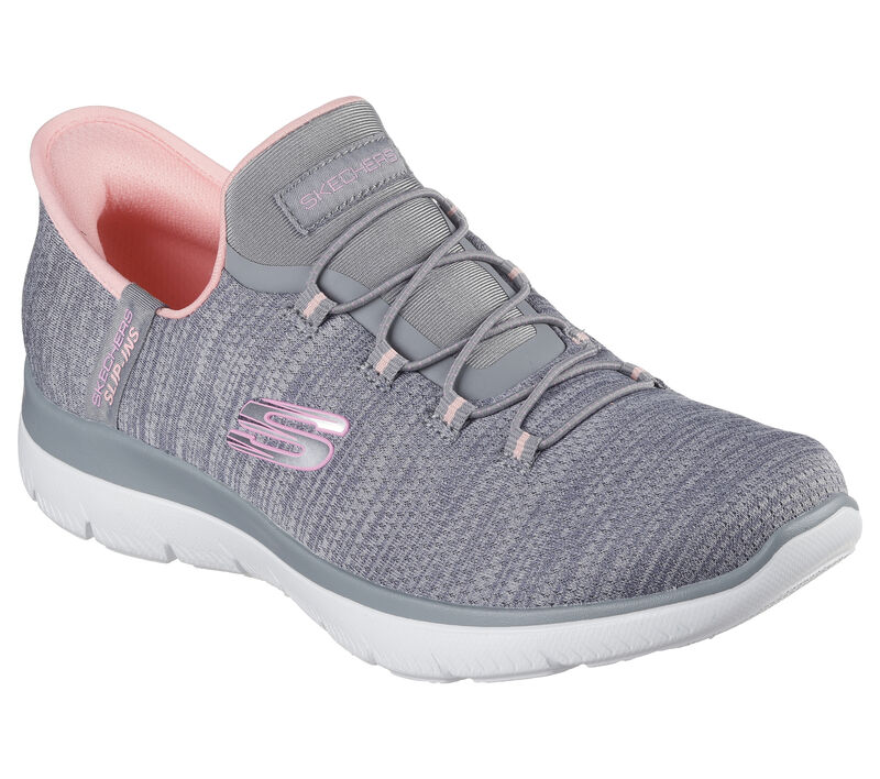 Skechers Women's Summits Slip Ins (Hands Free) Everyday Set Sneaker - Gray/Coral