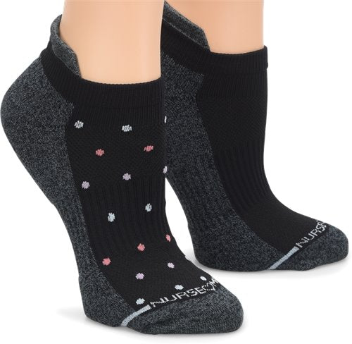 Nurse Mates Women's Compression Anklet 2 Pack - Black Dot