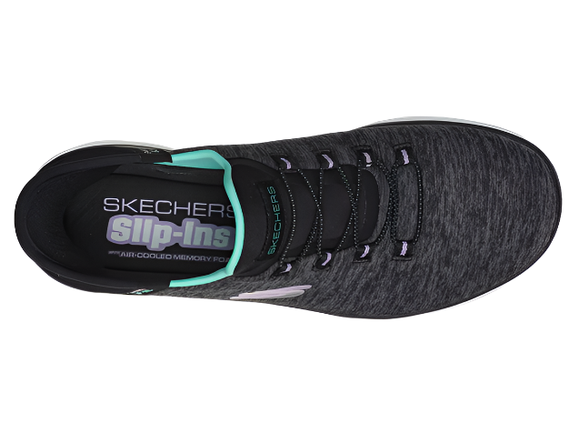 Skechers Women's Slip-Ins (Hands Free) Summits Dazzling Haze Sneaker - Black/Turquoise