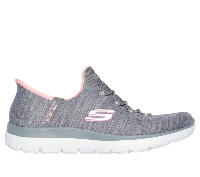 Skechers Women's Summits Slip Ins (Hands Free) Everyday Set Sneaker - Gray/Coral