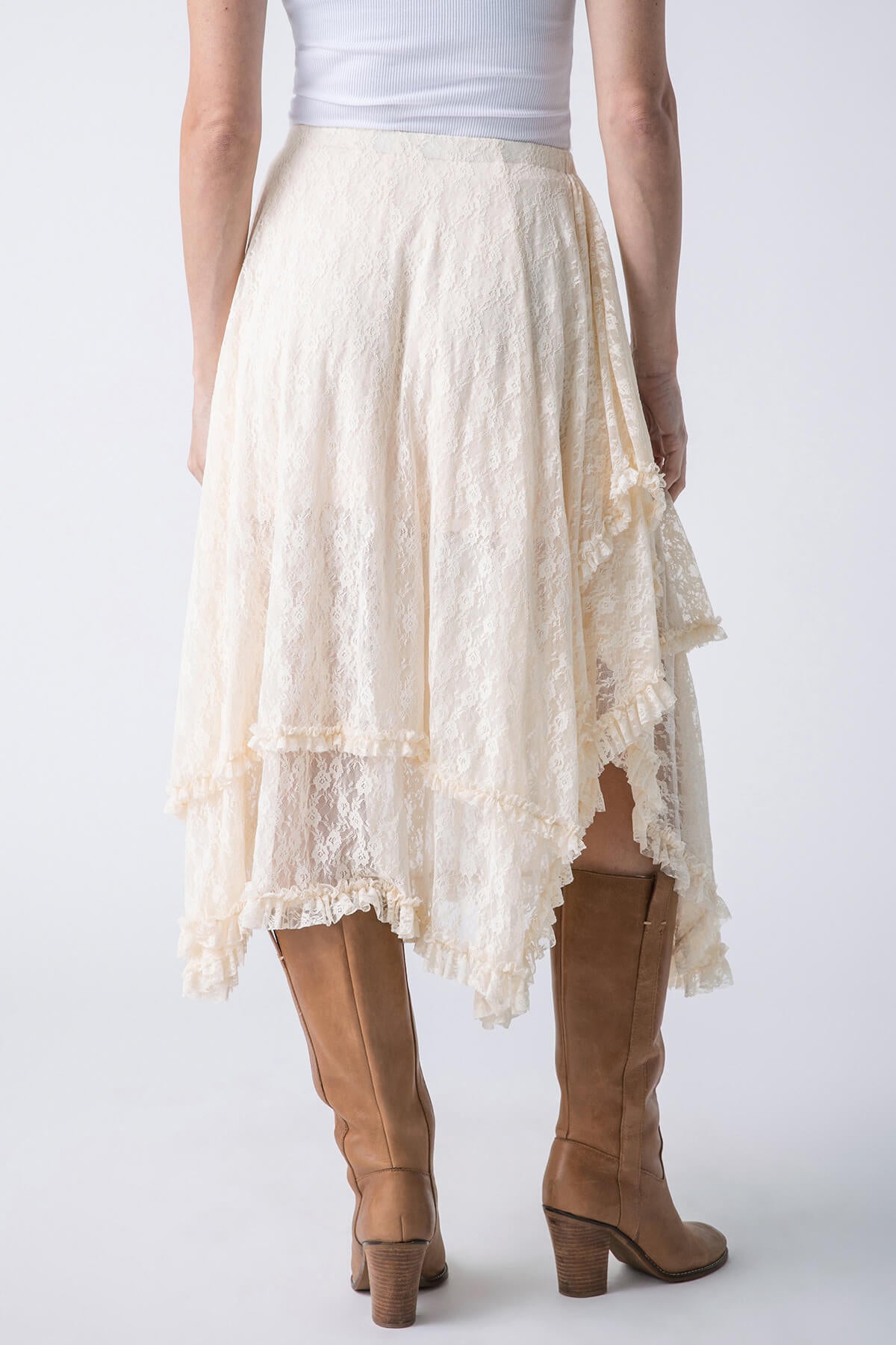 Blu Ivy Lace Tier Midi Skirt