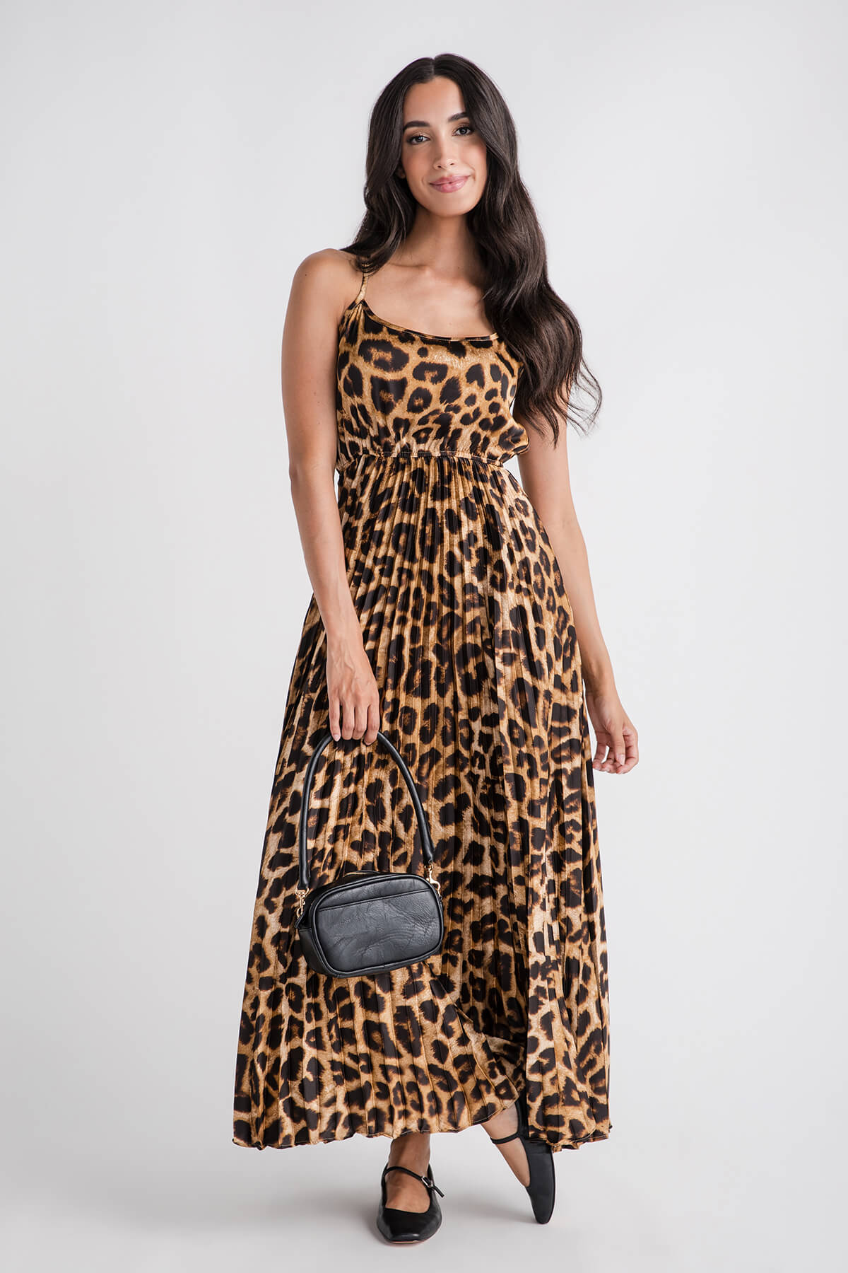 Miou Muse Leopard Print Pleated Dress