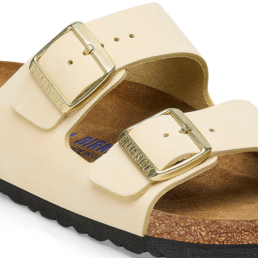 Birkenstock Women's Arizona Soft Footbed Leather Sandal - Ecru Nubuck