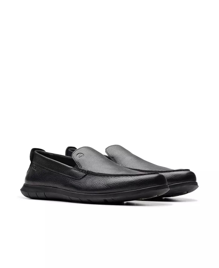 Clarks Men's Flexway Step Leather Slip Ons - Black