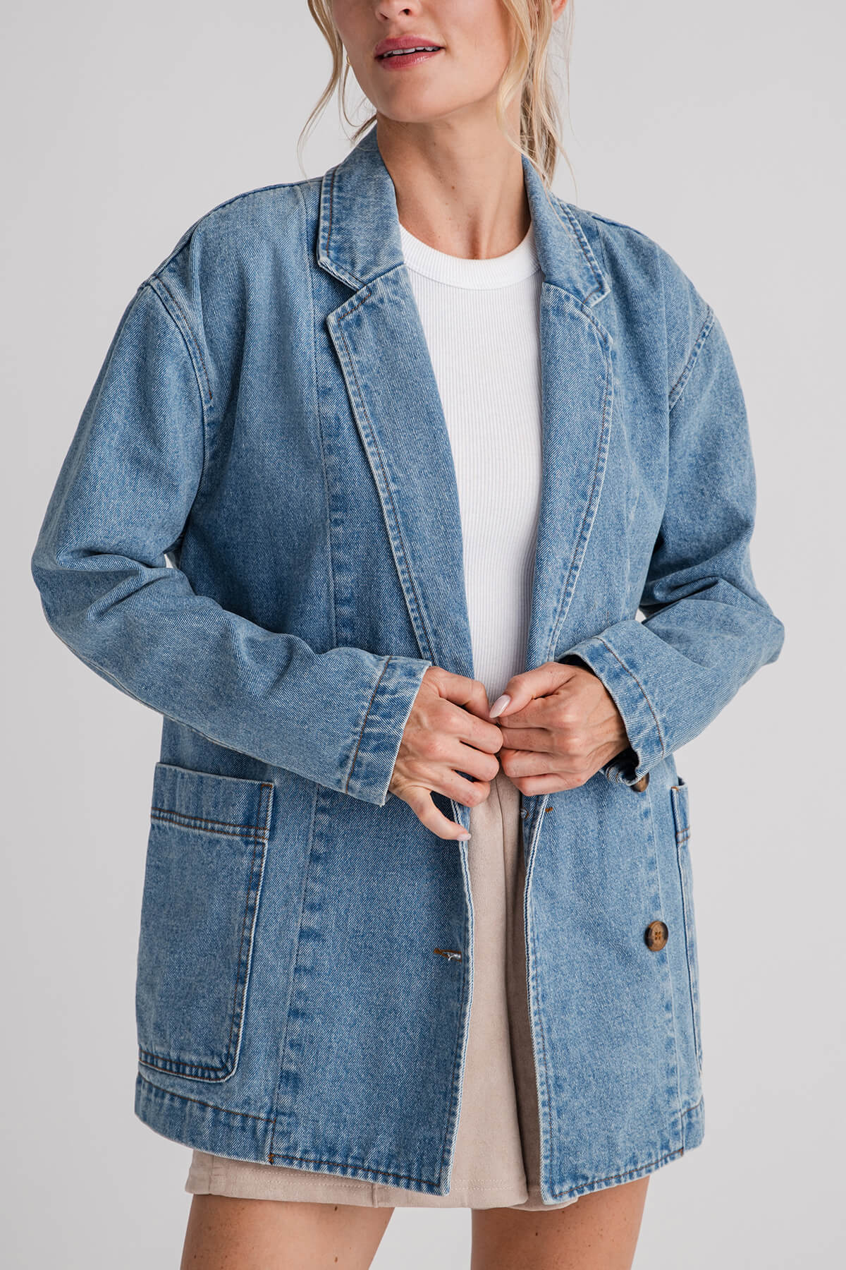 Miou Muse Denim Oversize Blazer