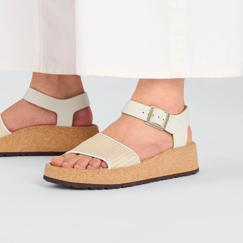 Papillio by Birkenstock Women's Glenda Sandal - Natural White/Raffia/Leather